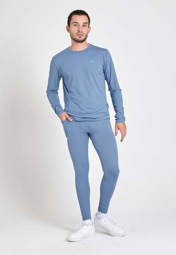 Jungen & Herren Lauftights mit Taschen, lang, grau blau von SPORTKIND