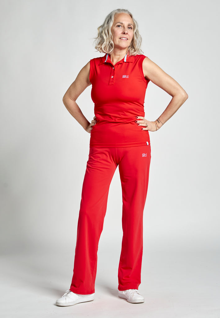 Mädchen & Damen Tennis ärmelloses Poloshirt, rot von SPORTKIND