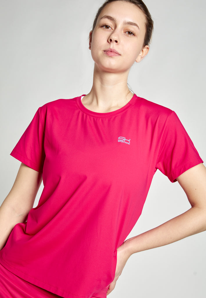 Mädchen & Damen Tennis Loose Fit T-Shirt Kurzarm, pink von SPORTKIND